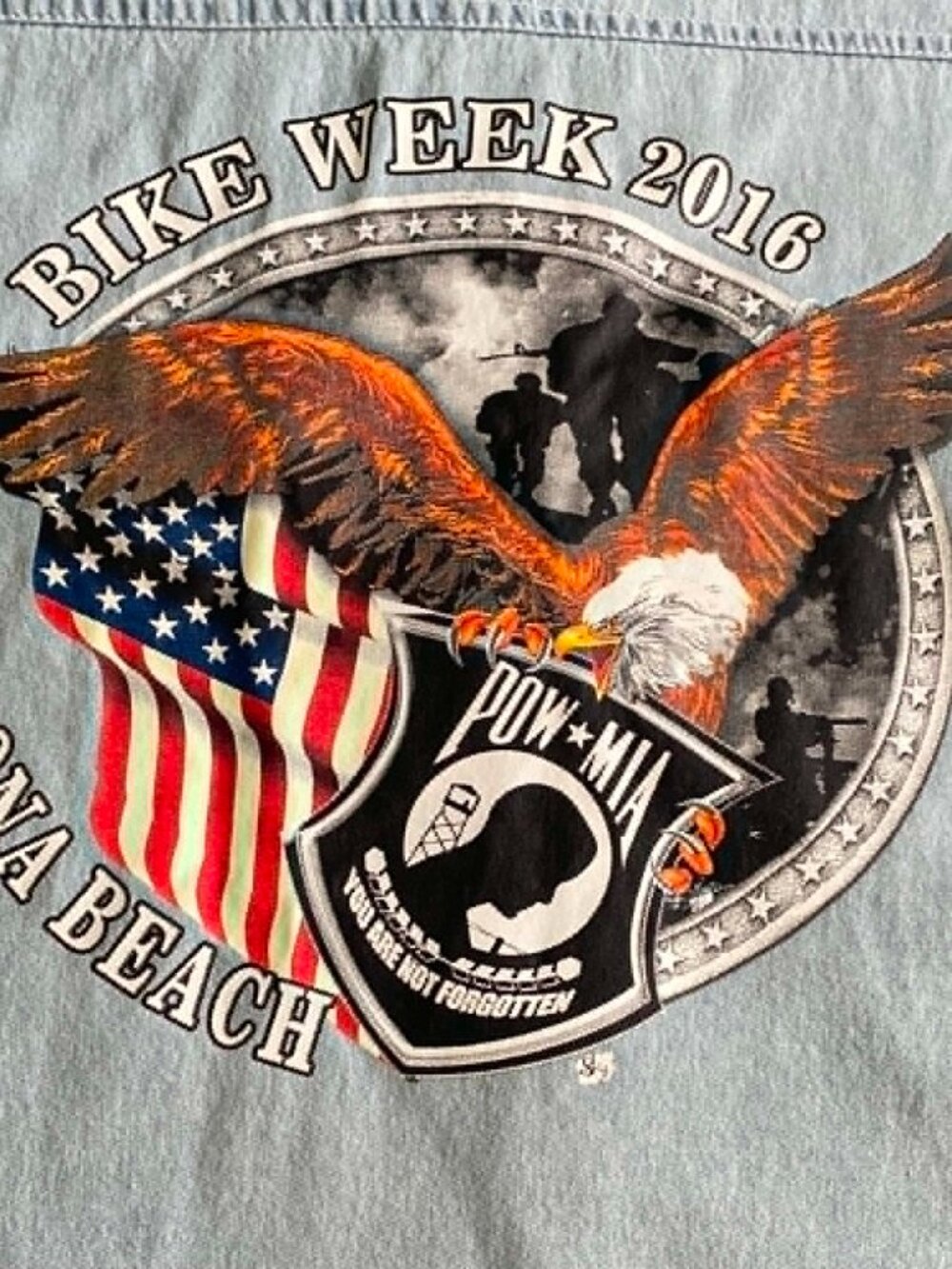 Bikerwear USA Denim Vest Shirt 2XL Bike Week 2016 Eagle Moto